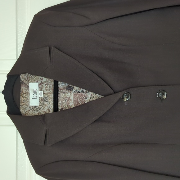 Le Suit Brown 3 Button Fitted Blazer Size 10 - Picture 2 of 8